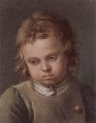 unknow artist Portrait of a young boy,head and shoulders,wearing a grey smock and a green shirt oil painting on canvas